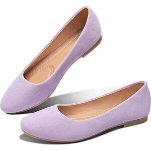 Obtaom Women Purple Textile Rounded Toe Slip on Comfortable Ballet Flats Shoes